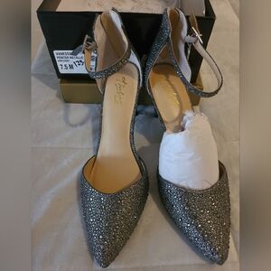 Thalia Sodi Vanessa pewter metallic heels size 7.5